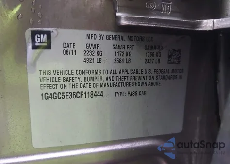 2012 Buick Lacrosse Leather Group z USA, uszkodzony, nr VIN 1G4GC5E36CF118444